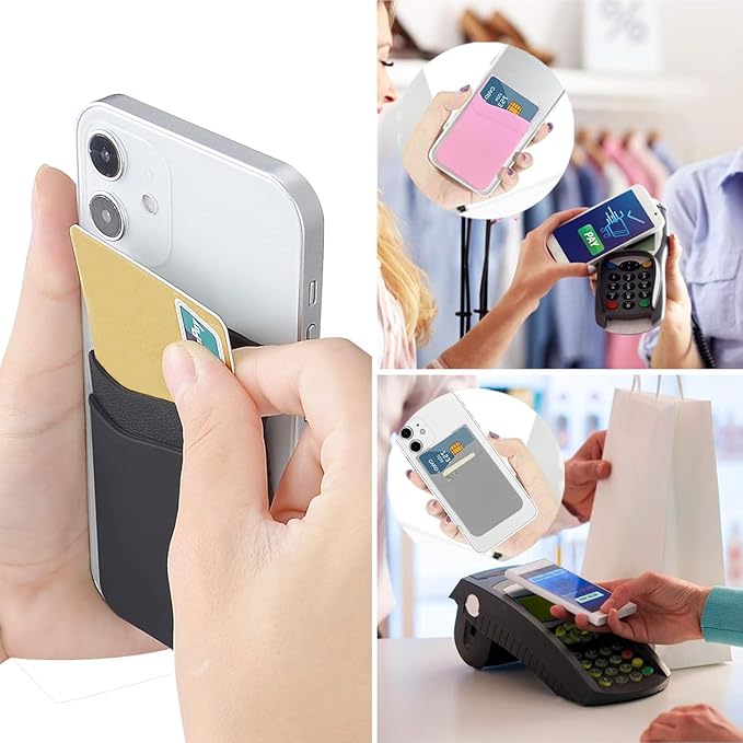 SS Phone Wallet, Phone Card Holder Stick on Credit Card Holder for Cell Phone Case Sticky Wallet for Back of Phone Suitable for iPhone Samsung Galaxy Any Smartphone 3 Pack