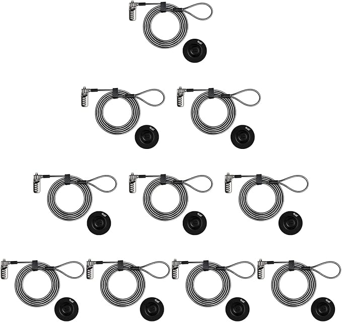 I3C Laptop Cable Lock 4 Digital Combination Lock Security Computer Cable Lock Anti Theft Combination Lock Compatible for Tablet Laptop (10 Packs)
