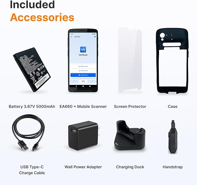 Unitech EA660 ID Passport Scanner – Touchless Handheld Scanning Solution with VeriScan Basic Software for Age Verification & Visitor Management. Free Charge Dock, Case, Screen Protector & Hand Strap.