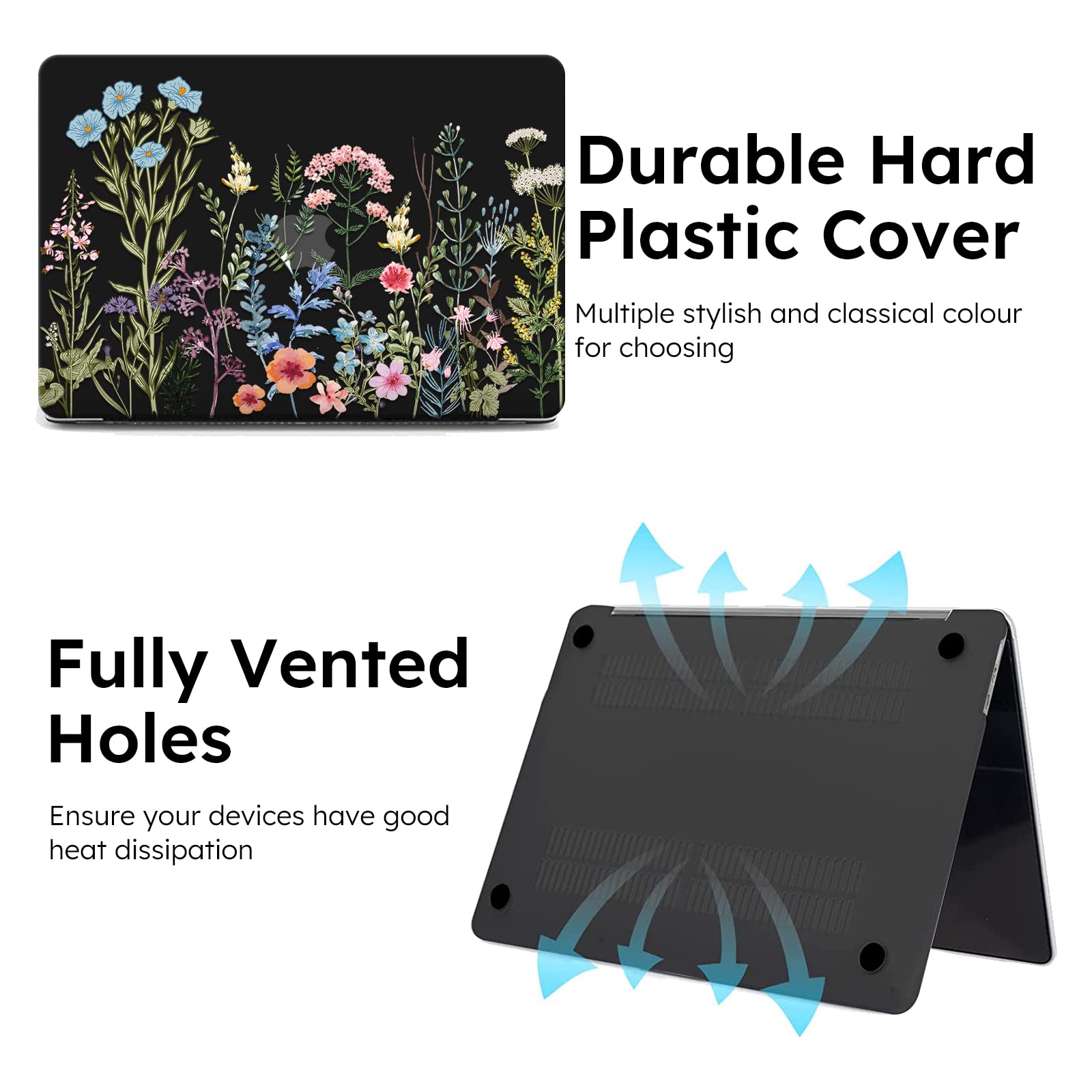 iCasso for MacBook Air 13 inch Case 2025 2024-2022 Release M4 A3240 M3 A3113 A2681 M2 with Liquid Retina Display, Hard Plastic Shell for Mac Air 13.6, TPU Keyboard Cover&Screen Protector, Weeds