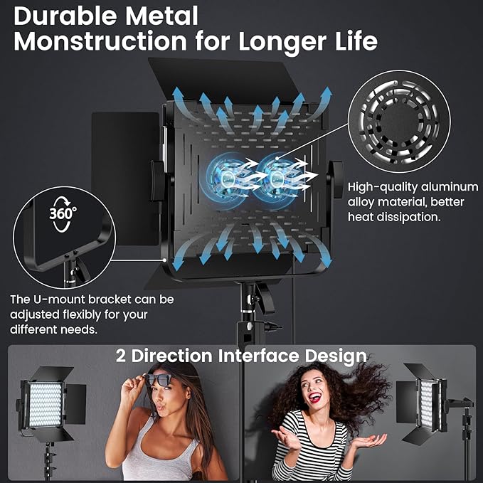 2-Pack RGB Photography Lighting Kit, 50W Bi-Color Professional LED Studio Lights, 2300k~8500k Dimmable Photo Lights for Photography Filming Camera Video Recording Stage Shooting Streaming TikTok