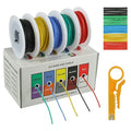 BOJACK 26 AWG Flexible Silicone Wire Electric Wire Hook up Wire Kit 300V Cables with Plus 20 φ3mm Heat Shrink Tubings and a Mini Wire Stripper(5 Colors 32.81Ft Each Color, 26AWG)
