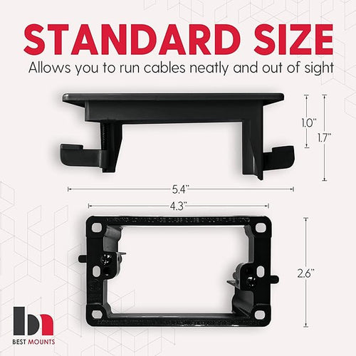 1 Pack Wall Plate Cable Pass Through with Bracket - Screwless In Wall Cable Management Kit - Snap ON Wall Plate with Single Gang Low Voltage Mounting Bracket - Decorator Cover for Low Voltage Cables