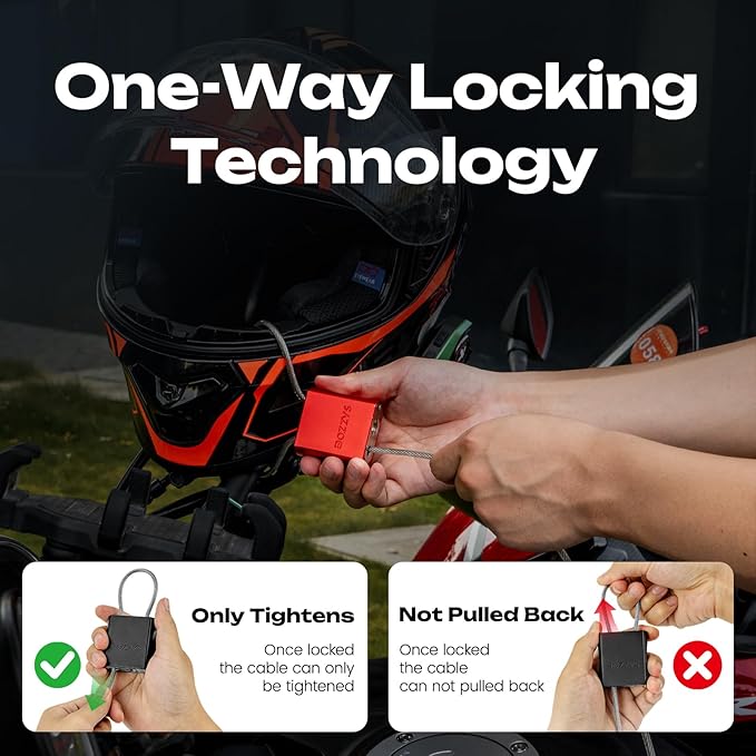 Cable Padlock with 3 Keys | L 1.15ft(0.35m),D 1/6in(4mm) Adjustable Steel Cable Lock | Aluminum Locks for Bikes, Gate, Lockers & Outdoor Gear | Weatherproof & Red