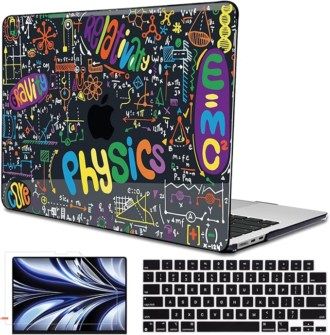 Compatible with MacBook Air 13.6 Inch Case A3240 M4 A3113 M3 A2681 M2 Chip 2025 2024 2023 2022 Release, Crystal Black Pattern Plastic Hard Shell Cover for Mac 13.6 M4, Physical Chemistry