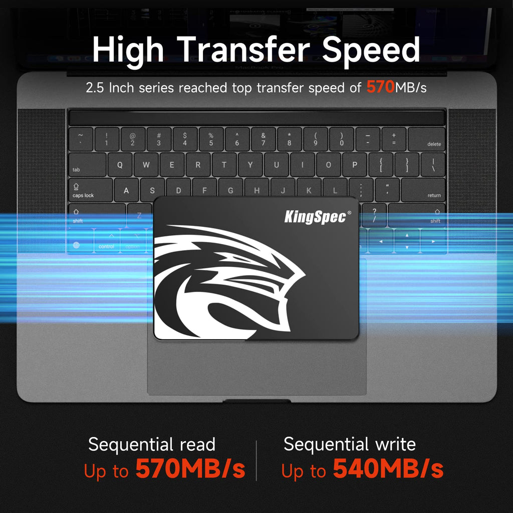KingSpec 512GB 2.5 SSD SATA III Internal - 550MB/s Read, 520MB/s Write with 3D NAND Flash, for Laptop & Desktop PC Upgrade