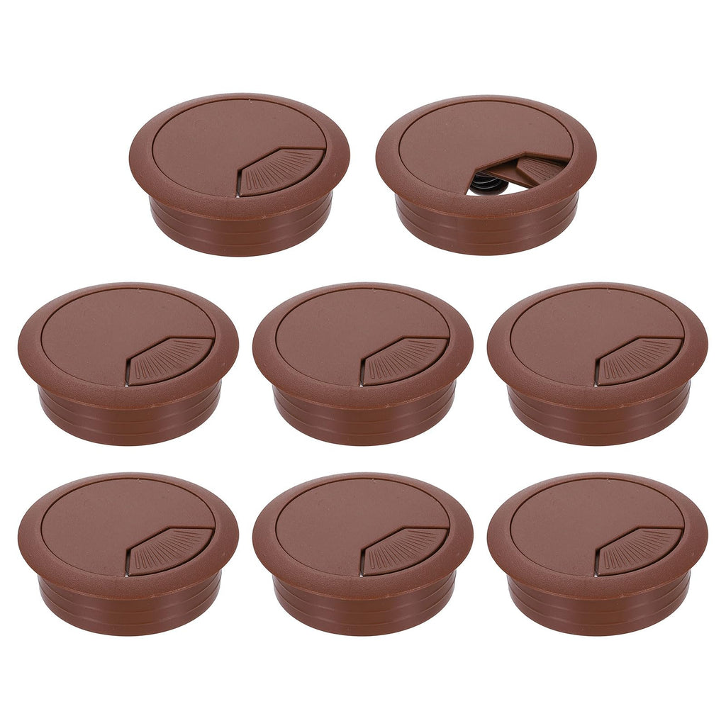 uxcell 8 Pcs 50mm (1.97 Inch) Desk Grommet, Plastic Cable Hole Cover, Wire Cord Cable Organizer for Home Office Computer Desk Cabinet, Brown