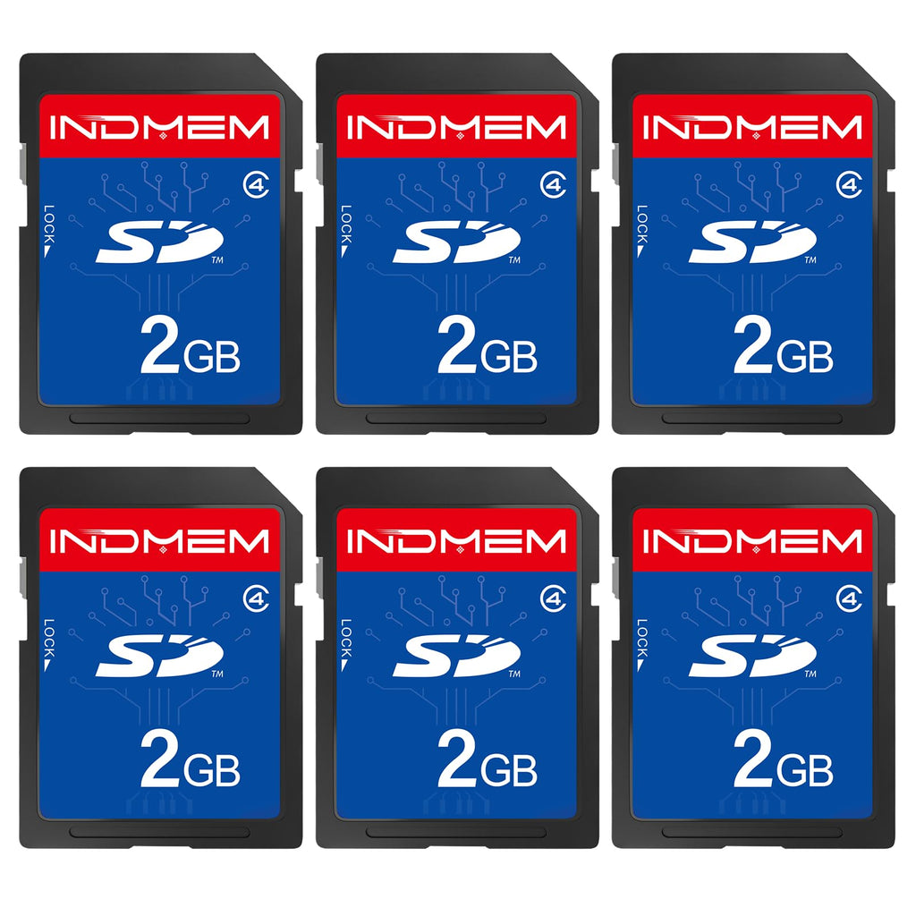 INDMEM SD Card 2GB, 6 Packs Class 4 2GB Flash Memory Card MLC Standard Secure Digital Cards Camera Card