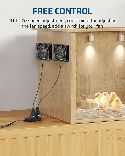 DEWENWILS 120V AC Muffin Fan, 120mm×38mm Exhaust Fan, Waterproof Case Cooling Fan with Speed Control, UL-Certified for DIY Cooling Exhaust Ventilation Needs, Flame-Resistant, 2 Pack