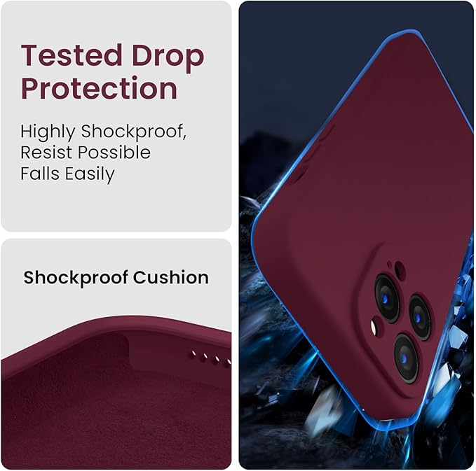 FireNova for iPhone 14 Pro Case, Silicone Upgraded [Camera Protection] Phone Case with [2 Screen Protectors], Soft Anti-Scratch Microfiber Lining Inside, 6.1 inch, Plum