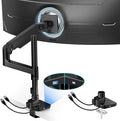 ARES WING Ultrawide Monitor Mount with USB A/C, with Extended Column for 17 to 49 inch Heavy Duty Monitor, Holds 44 lbs, Adjustable Gas Spring Desk Mount, Black