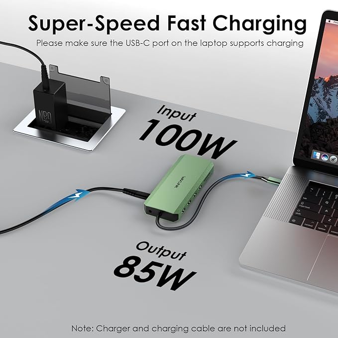 WAVLINK USB C Docking Station Dual Monitor, USB Type C Hub Triple Display, USB C to 2 HDMI,DisplayPort, PD Charging, Ethernet, 5 USB, SD/TF Read, Audio for MacBook Dell HP Lenovo Surface, Green