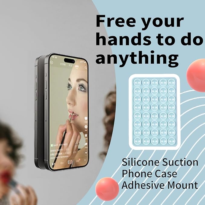 Octobudy Silicone Sticky Grip Suction Cup Phone Mount - Double Sided, Higher Suction Power Holder for Hands-Free Selfies & Videos,Silicone Phone Sticky Grip Compatible iPhone Android（Blue）