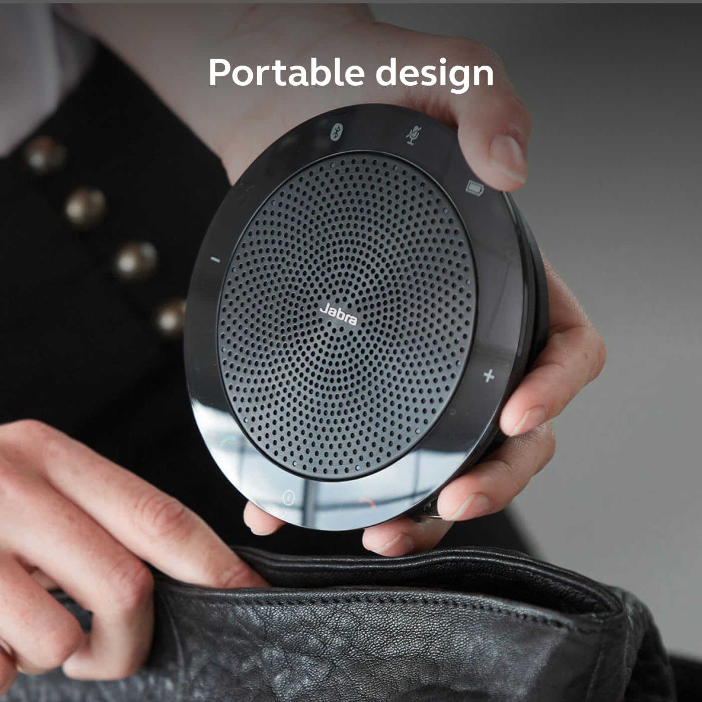 Jabra Speak 510 (2025 Edition) Portable, USB or Wireless Bluetooth Speaker Meetings and Calls with Crystal-Clear Sound, Works with Microsoft Teams, Black