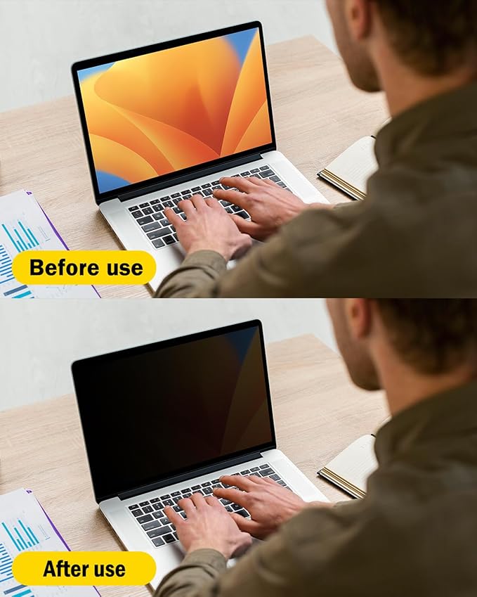 F FORITO 360° Privacy Screen Protector Compatible with MacBook Pro 14 inch (2025-2021, M5 M4 M3 M2 M1 Pro Max Chip), Anti Peeping Anti Glare and Anti Blue Light Laptop Privacy Screen Shield