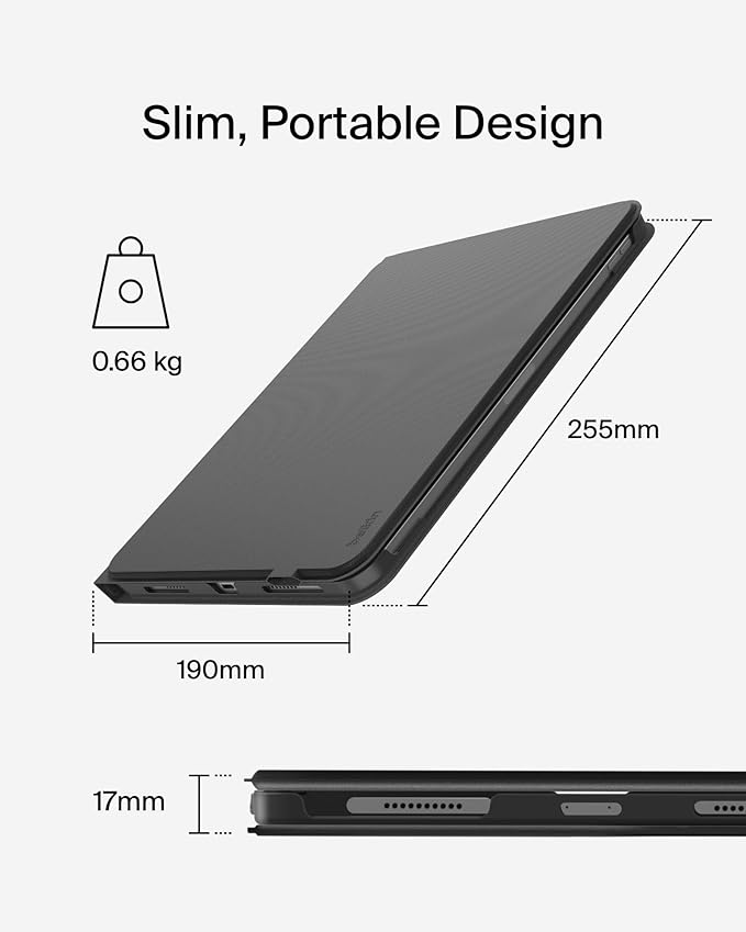 Belkin Everyday Keyboard Case w/Cradle, Backlit Bluetooth Keyboard, Multi-Gesture Controls, Magnetic Apple Pencil Storage Compatibility, & Multimedia Keys for iPad Air 10.9" & iPad Pro 11" - Black
