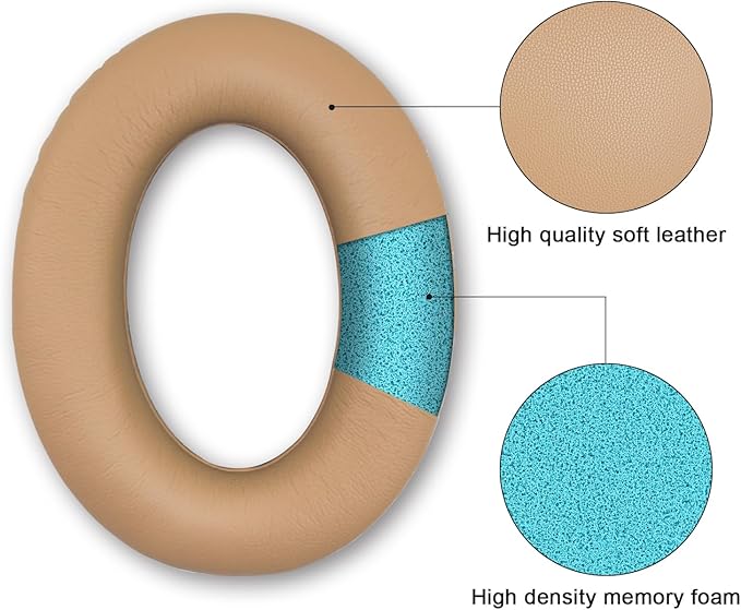 Replacement Ear Pads for Bose QuietComfort 15(qc15/QC15), Headphone Ear Covers, High Density Memory Cotton, Soft Leather, Adaptive Noise Isolation Headphones Pads Cushions-Khaki