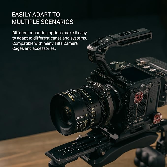 Tilta Xeno Top Handle for Filmmakers & Cameras - Titanium Gray | Aluminum Alloy and Silicone Build | 1/4″-20 and 3/8″-16 Threads w/Locating Points | Safety Release Pin | Comfortable Handling (NATO)