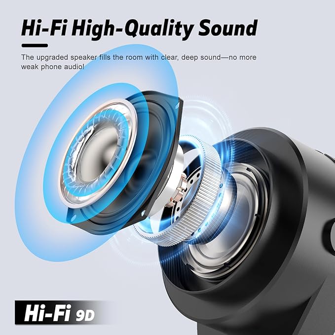 Wireless Induction Speaker- 4 in1 Bluetooth Speaker Phone Stand with Colorful Ambient Light 360° Rotation Compatible with iPhone/Android/iPad/Samsung Galaxy- Unique Birthday Gift for Men Women Adults
