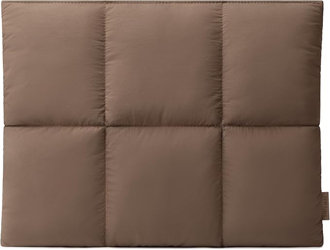 Comfyable Puffy Laptop Sleeve 15 Inch 16 Inch, Quilted Puffer Laptop Carrying Case, Pillow Pouch Compatible for MacBook Air 15 in M4 2025 & MacBook Pro 16 in M4 2024, Mocha Brown