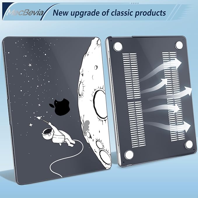 Compatible with MacBook Air 13.6 inch Case, M4 A3240/M3 A3113/M2 A2681 (Released 2025 to 2022), Hard Shell, Keyboard Cover, Screen Protector, Webcam Cover & Type-C Adapter, Astronauts Stars