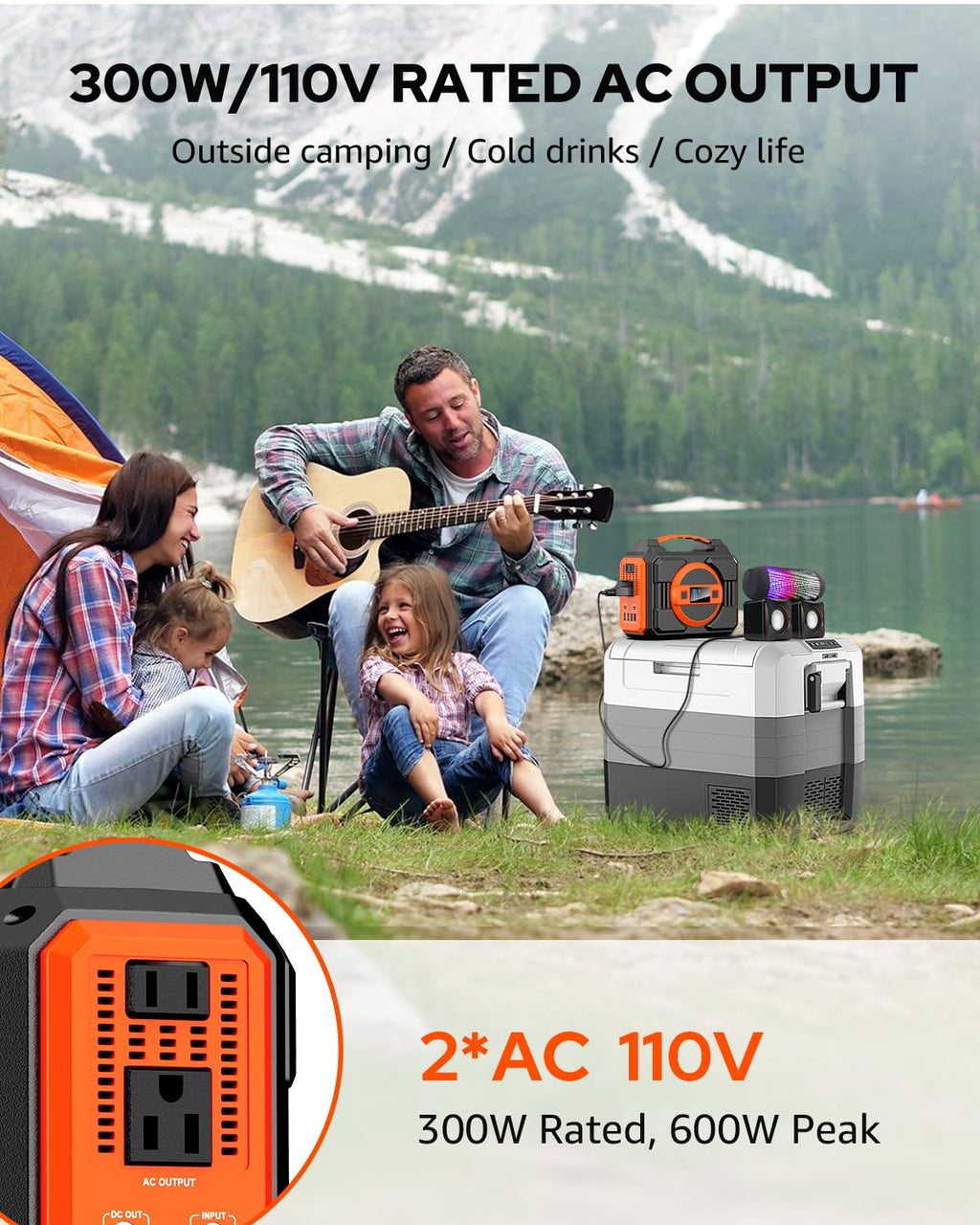 Portable Solar Generator, 300W Portable Power Station with 40W Solar Panel