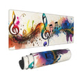Gaming Mouse Pad, Large Non-Slip Rubber Base Mousepad, Keyboard Mouse Mat, Desk Pad with Stitched Edges, 31.5x11.8inch, Music Note