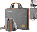 Laptop Case 15.6 Inch Briefcase Military-Grade Protection with Detachable Belt Bag, Compatible All Model of 15-16 Inch MacBook Pro and Most Popular 15.6 Inch Notebooks Chromebooks (Gray Orange)