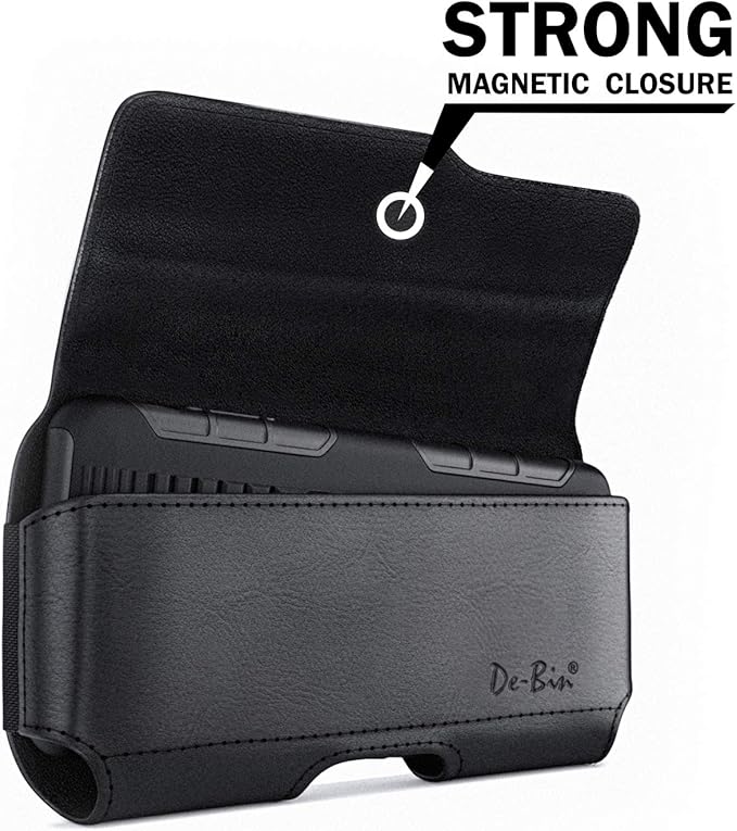 DeBin Holster for iPhone 17 17 Pro 16 16e 16 Pro 15, 15 Pro 14 13 12 11 X Xs 10 XR, Galaxy S25 S24, S23, S22 - Cell Phone Belt Holder Clip Case Pouch Cover (Fits Cellphone with Case on) Black