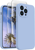 FireNova Designed for iPhone 13 Pro Case, Silicone Upgraded [Camera Protection] Phone Case with [2 Screen Protectors], Soft Anti-Scratch Microfiber Lining Inside, 6.1 inch, Light Blue