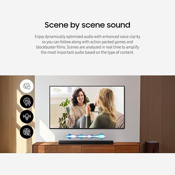 Samsung HW-B550D 3.1 ch Soundbar w/ Dolby Audio, Surround Sound expansion, Bass Boost, Adaptive Sound, DTS Virtual:X, Wireless Subwoofer, 2024