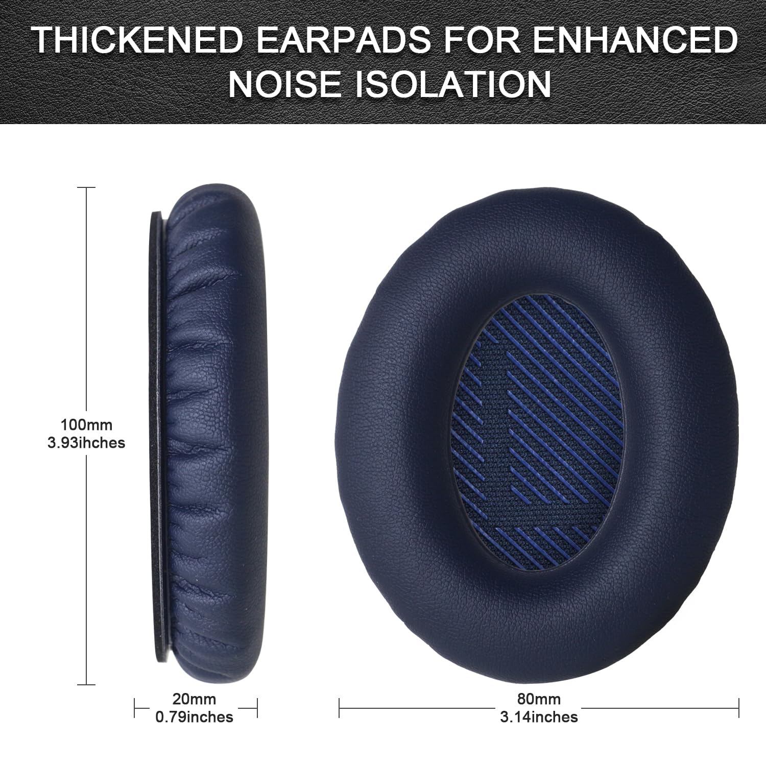 Headphones Replacement Ear Pads,for Bose Quietcomfort QC35 35 ii (Navy Blue) Ear Pads with Softer Leather, Noise Isolation Foam-Blue