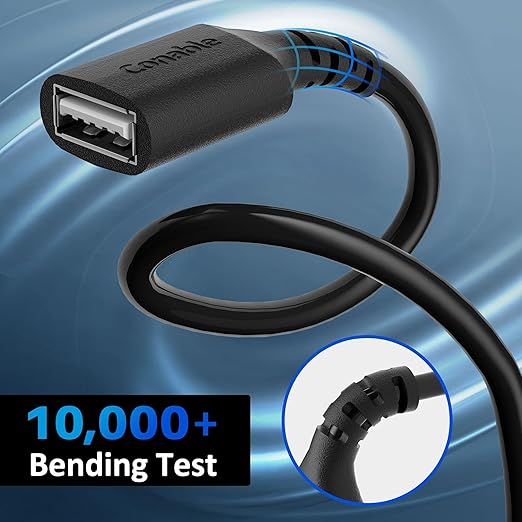 3 Pack USB Extension Cable 8 FT, USB 2.0 Type A Male to Female Extender Cord Adapter, Compatible with Printer, Keyboard, Mouse, Flash Drive, Hard Drive, Controller, Black Cable with 5 Cable Ties