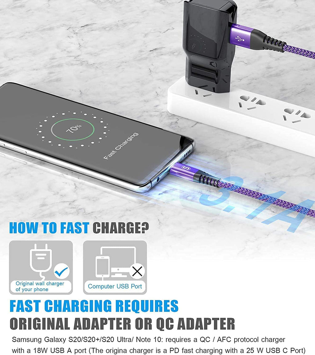 sweguard USB Type C Charger Cable [3-Pack,10ft+6.6ft+3.3ft] iPhone 16 Charger Nylon Braided Cord for iPhone 16 15 Pro Max Plus Samsung Galaxy S24 S23 S22 S21 S20 S10 Note 20 10 A54 Pixel LG Moto PS5