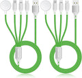 2Pack Travel Essentials Multi Charging Cable for Watch Charger 4 in 1 Fast Charger Camping Essentials USB C/L/Micro Compatible with Watch Series 10-1/SE/Ultra Phone 16 15/Galaxy Android-4FT/Green