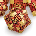 Metal DND Dice Set Golden Red Debris RPG D and D Dice for use with D&D Tabletop Games Role Playing Game Polyhedral Dice Set with Box D20 D12 D10 D8 D6 D4