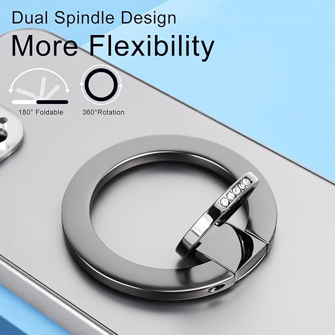 Magnetic Phone Grip for MagSafe, EI Sonador Magnet Phone Ring Holder, Removable, Compatible with iPhone 14 Plus 13 12 Pro Max Mini (Diamond Rose Gold)