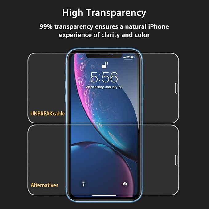 UNBREAKcable Screen Protector for iPhone 11/iPhone XR [2-Pack], Double Shatterproof Tempered Glass [Easy Installation Frame] [9H Hardness] [99.99% HD Clear] [Bubble Free] for iPhone 6.1 Inch
