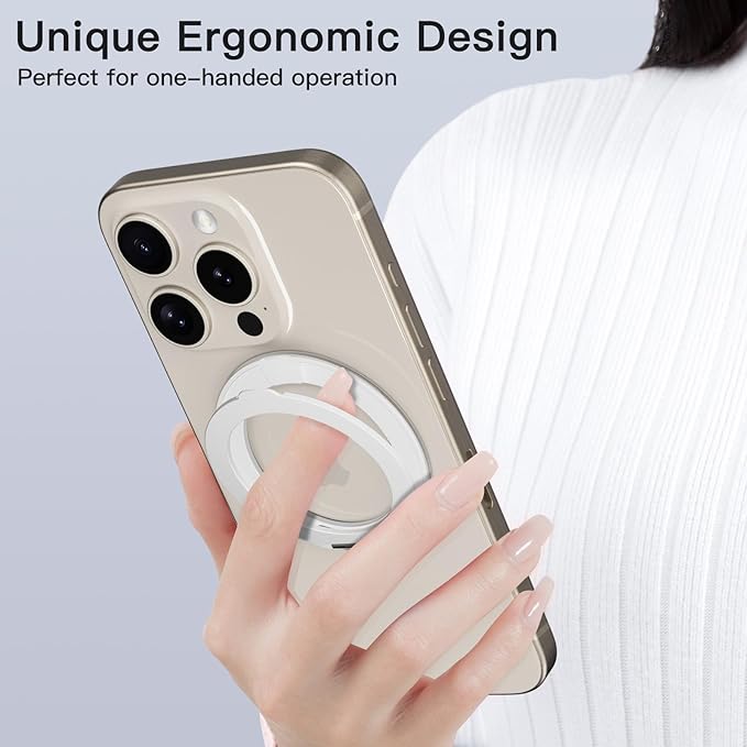COOLQO 1Pc 360 Spin Cell Grip Ring Phone Stand [Upgrade Gear Hinge Stress Anxiety Relief] Magnetic Holders for Your car Accessories Desk Mount Compatible with iPhone All Smartphones, Silver