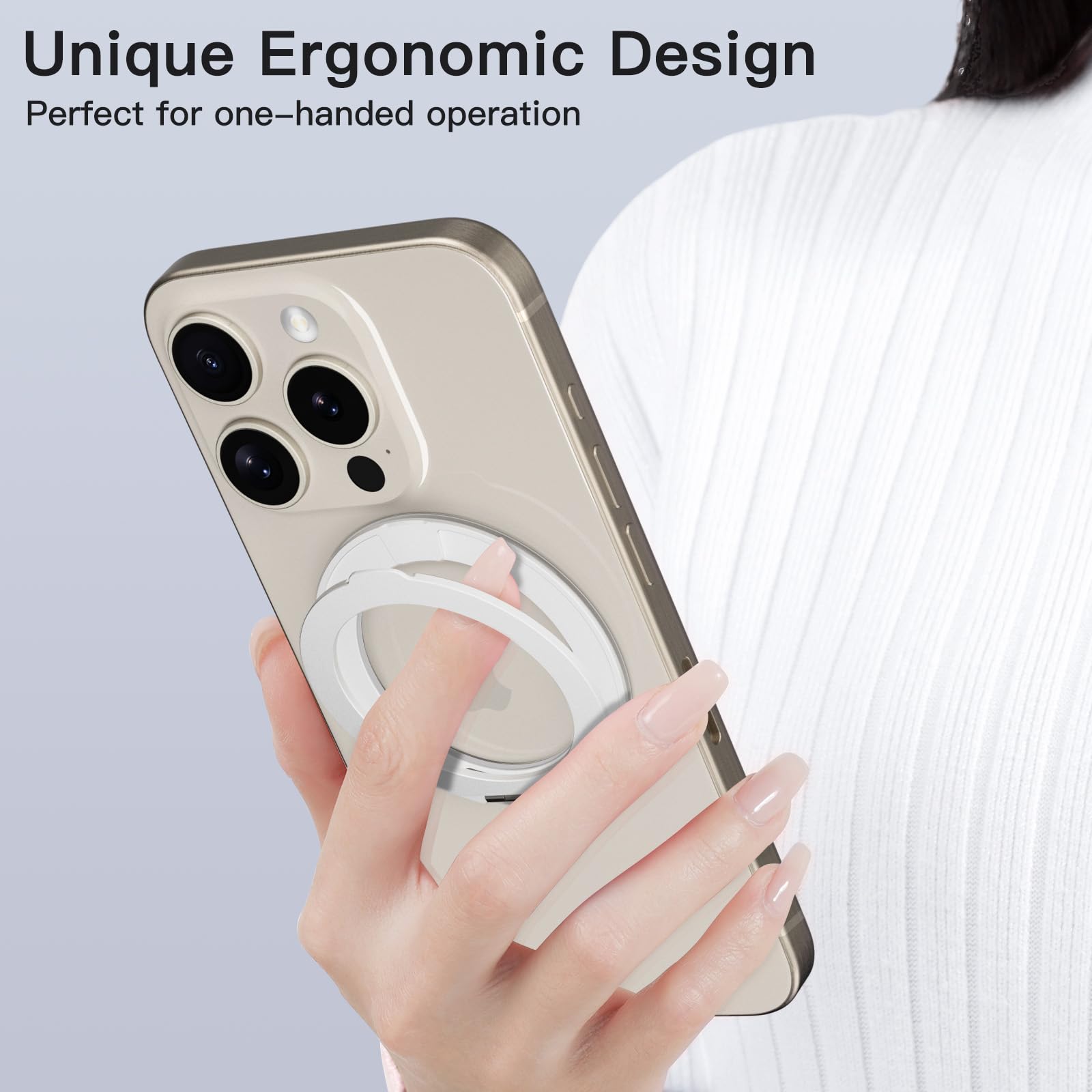 COOLQO 2Pcs 360 Spin Cell Grip Ring Phone Stand [Upgrade Gear Hinge Stress Anxiety Relief] Magnetic Holders for Your car Accessories Desk Mount Compatible with iPhone All Smartphones, Silver