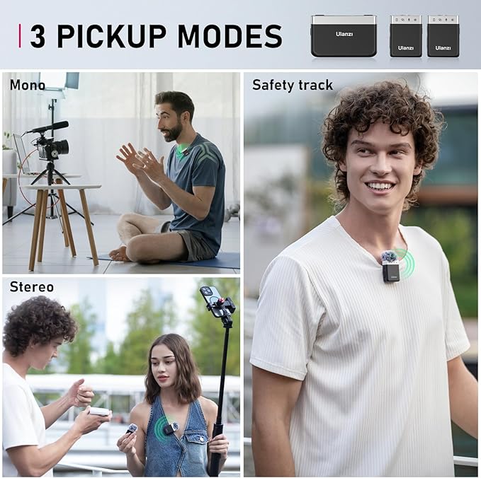 ULANZI AM18 Wireless Lavalier Microphone, Compact Mini Lapel Mic with 200m/656ft Range, Noise Cancellation, 20H Battery for DSLR Cameras, iPhone, Android, Live Streaming, Video