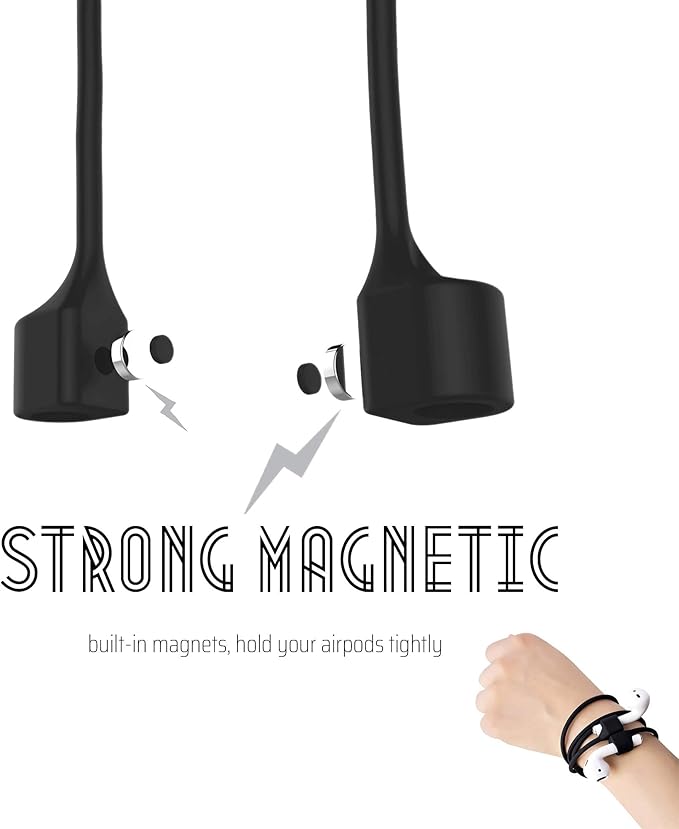 Ultra Strong Magnetic Airpod Pro Strap Anti-Lost Cord Sports Lanyard Compatible with Airpods 3rd 2nd Generation Pro 3 2 1 (3 Black)