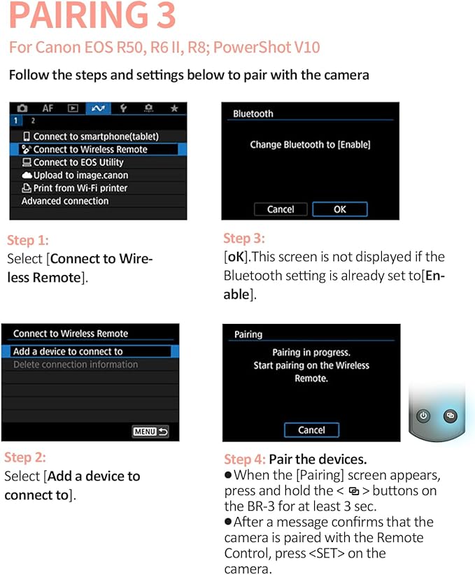 Hanpusen Rechargeable Camera Remote Control for Canon - Wireless Shutter Release with OLED Screen Compatible with R8, R6 II, R100, R50, R10, M50, SL3, R3, R5, R6, RP, R;Replaces Canon BR-E1(Black)