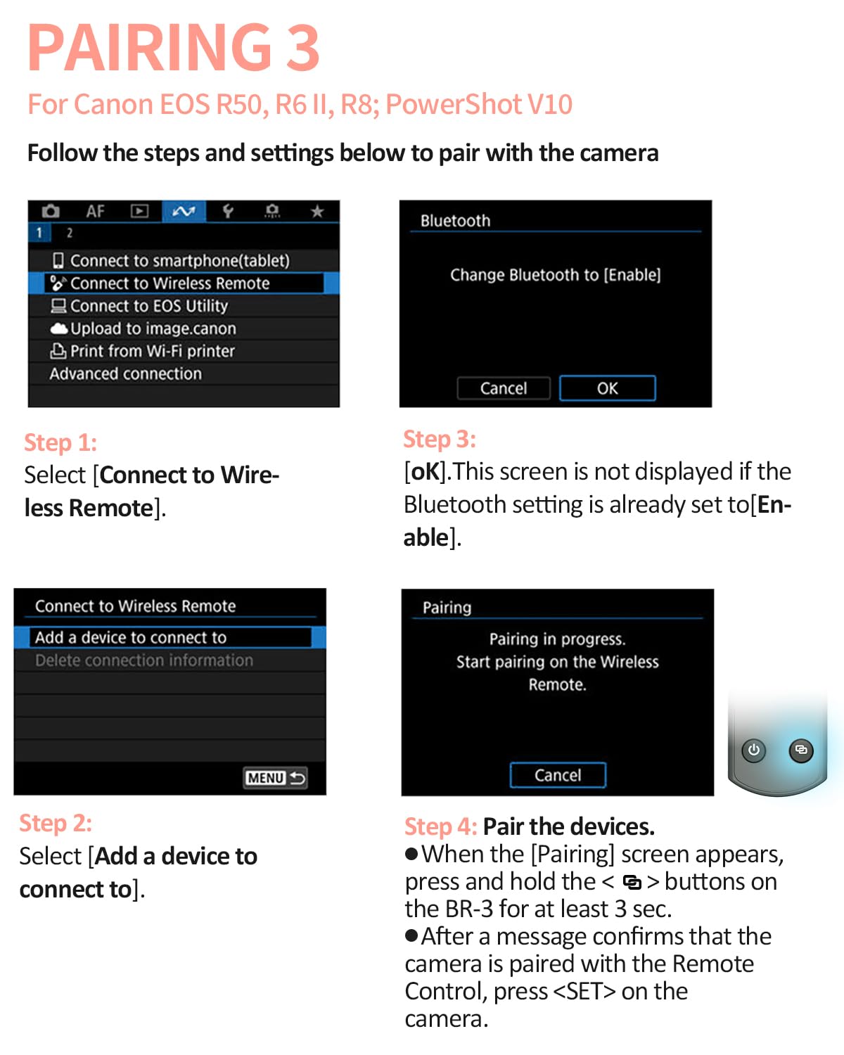 Hanpusen Wireless Rechargeable Camera Remote Control for Canon R10,R8,R6 II