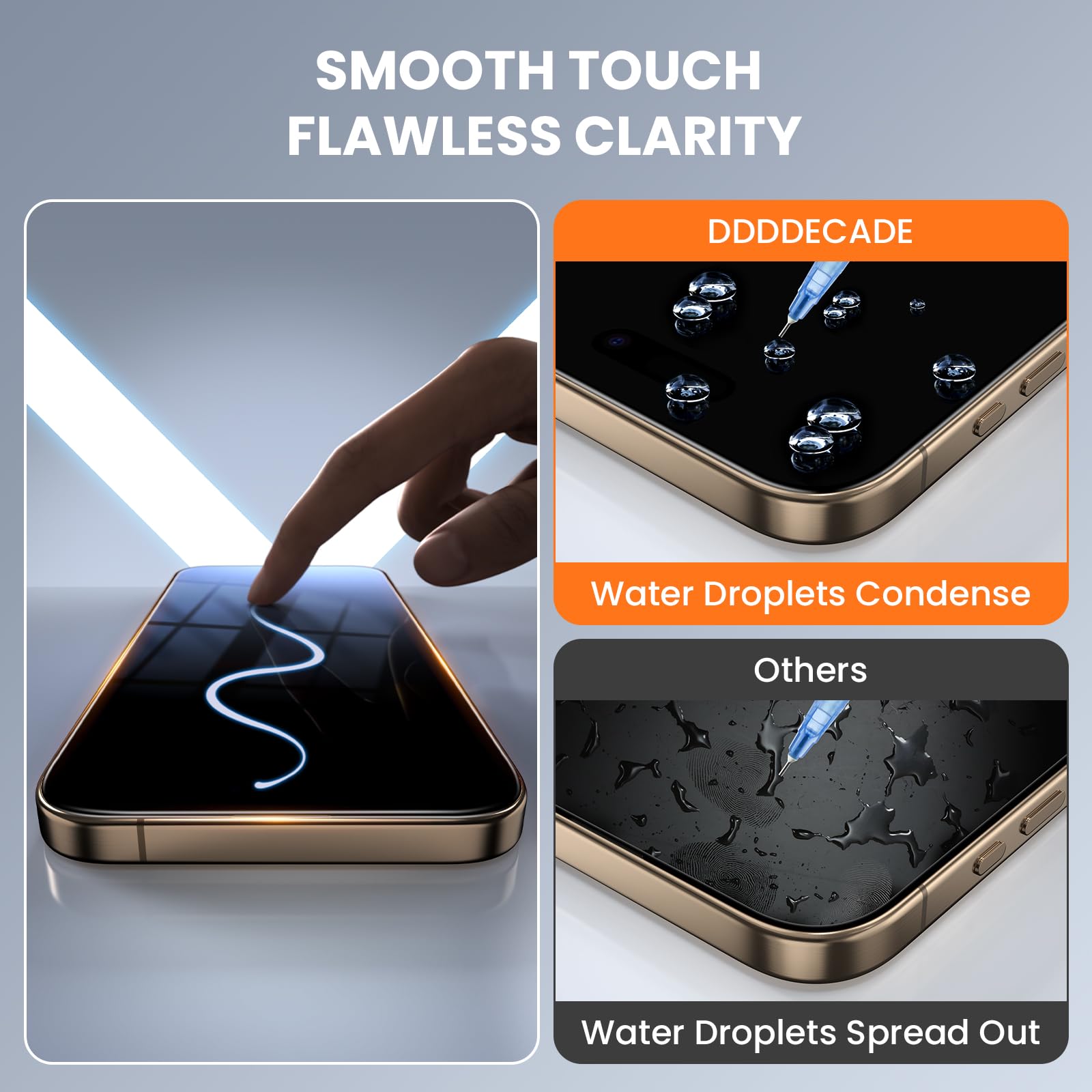 DDDDECADE Screen Protector for iPhone 16 Pro Max Military Grade Tempered Glass Auto-Alignment OneTouch Kit Cell Phone Accessories Bubble Free Case Friendly Auto Dust-Removal Easy Install [1 Pack]