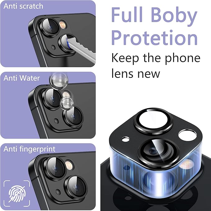 2 Pack Camera Lens Protector for iPhone 15 / iPhone 15 Plus,[Not Easy to Breakn ] AR Tempered Glass Strong Adsorption Metal Camera Cover Screen-Light Green