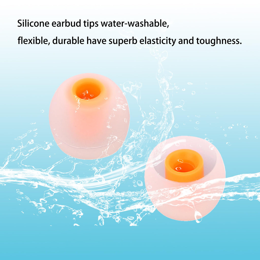 MQIMY Earbud Replacement Tips - Silicone Earbud Tips Fit Most In-Ear Earbuds (Inner Hole 3.8mm - 5.1mm) - 9 Pairs S M L