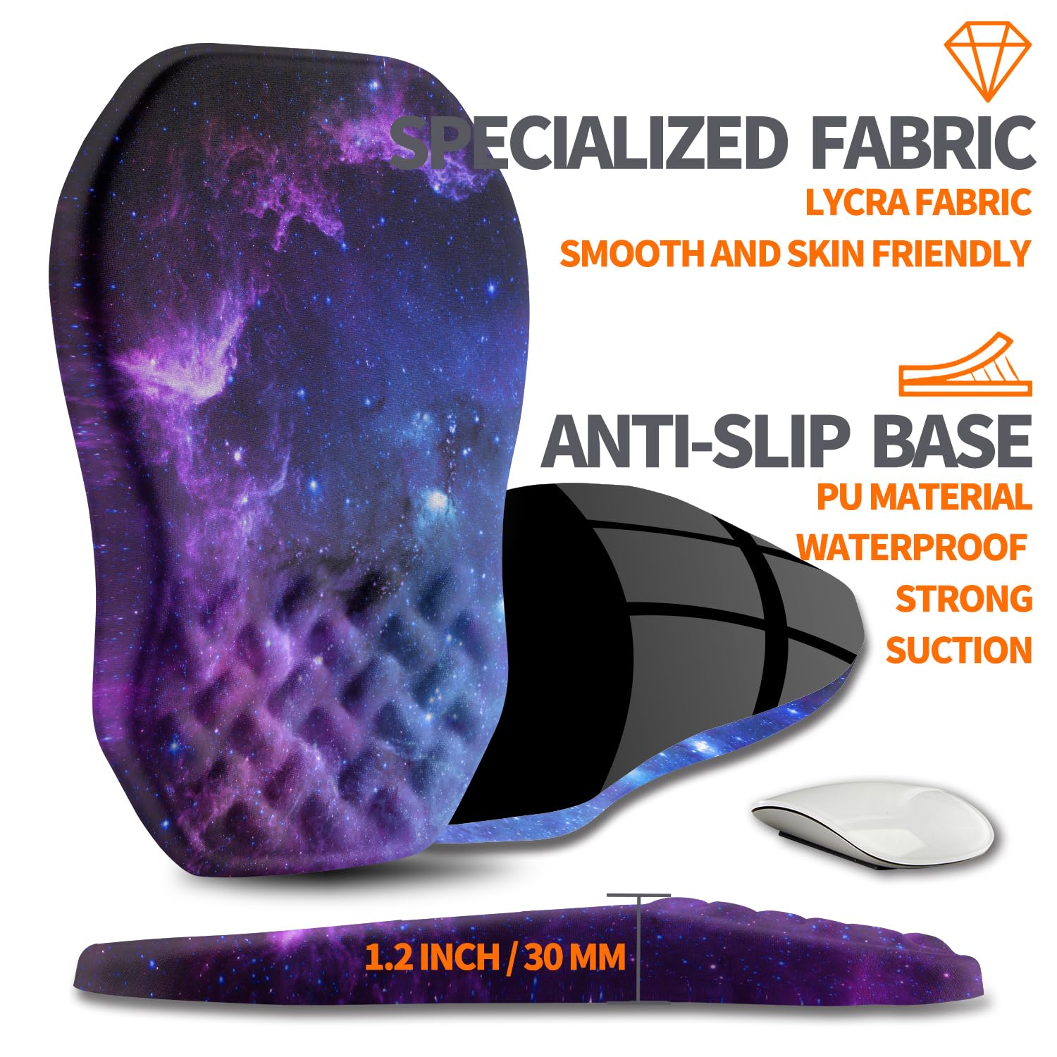 Armanza Ergonomic Slope Mouse Pad Wrist Support, Wrist Rest Mousepad for Carpal Tunnel Pain Relief with Massage Bulge and Slow Rebound Memory Foam (12x8 inch, Galaxy)