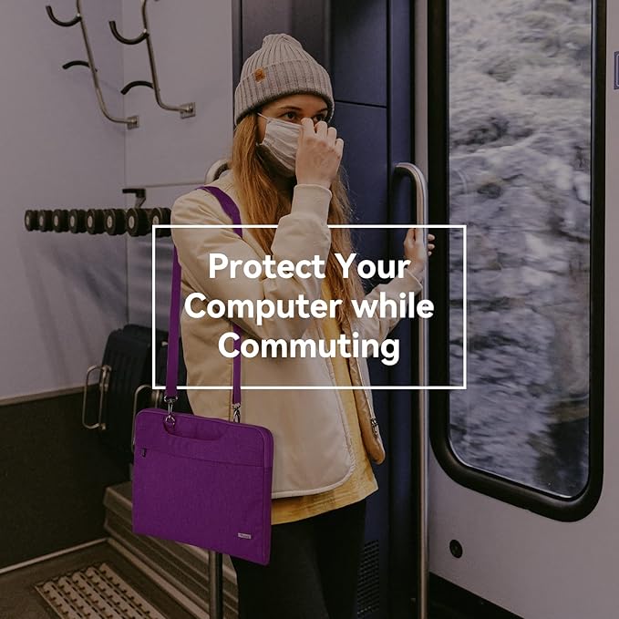 Voova Laptop Bag 13 14 Inch for Women, Waterproof Computer Sleeve Carrying Case with Shoulder Straps & Handle Compatible with Macbook Air 13 M2/M3/M4, MacBook Pro 13/14, HP Chromebook 14, Purple