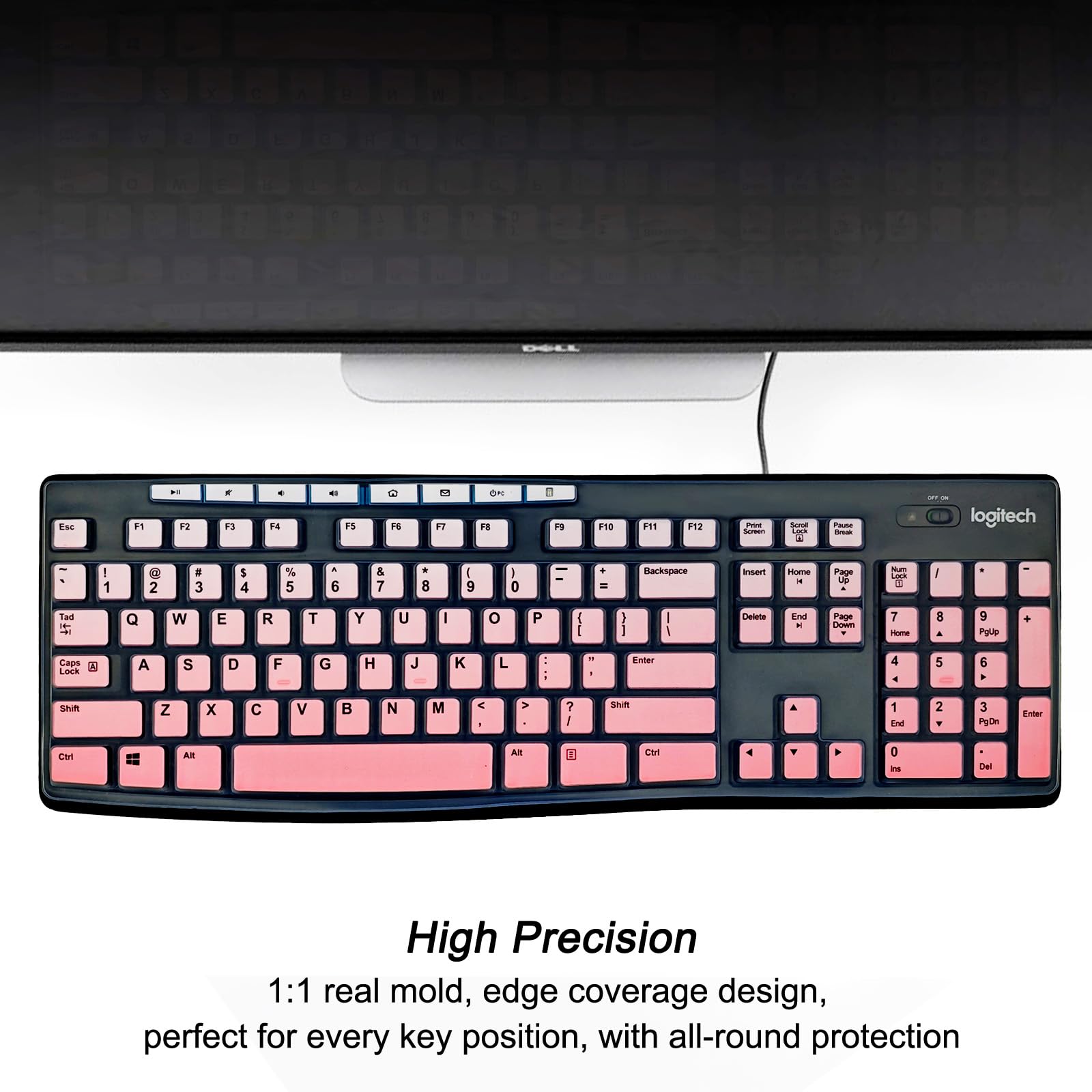 for Logitech K200 K260 K270 Keyboard Skin，Stain-Resistant（Gradient Pink）